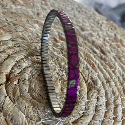 Armband ,Pink Blätter, 6 mm, Banded