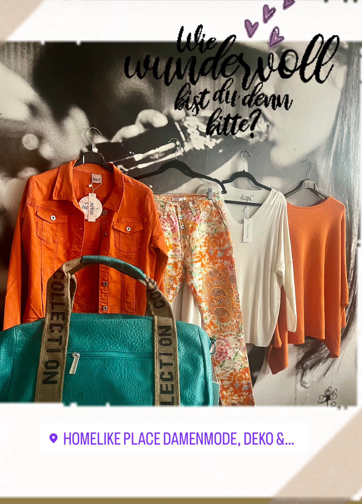 Jeans , Orange mit Muster