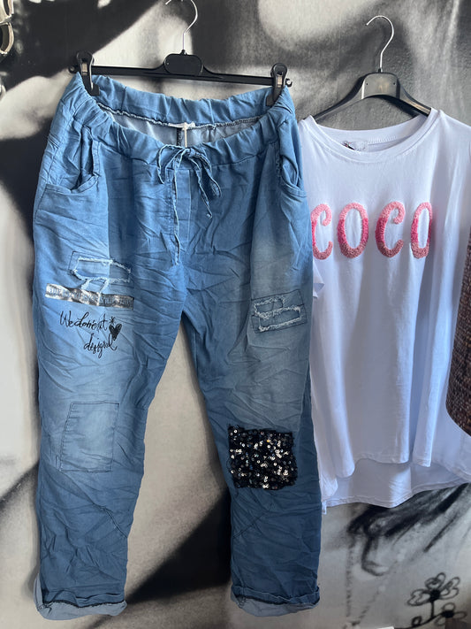 Jeans ,Hose Big Size, mit Schrift