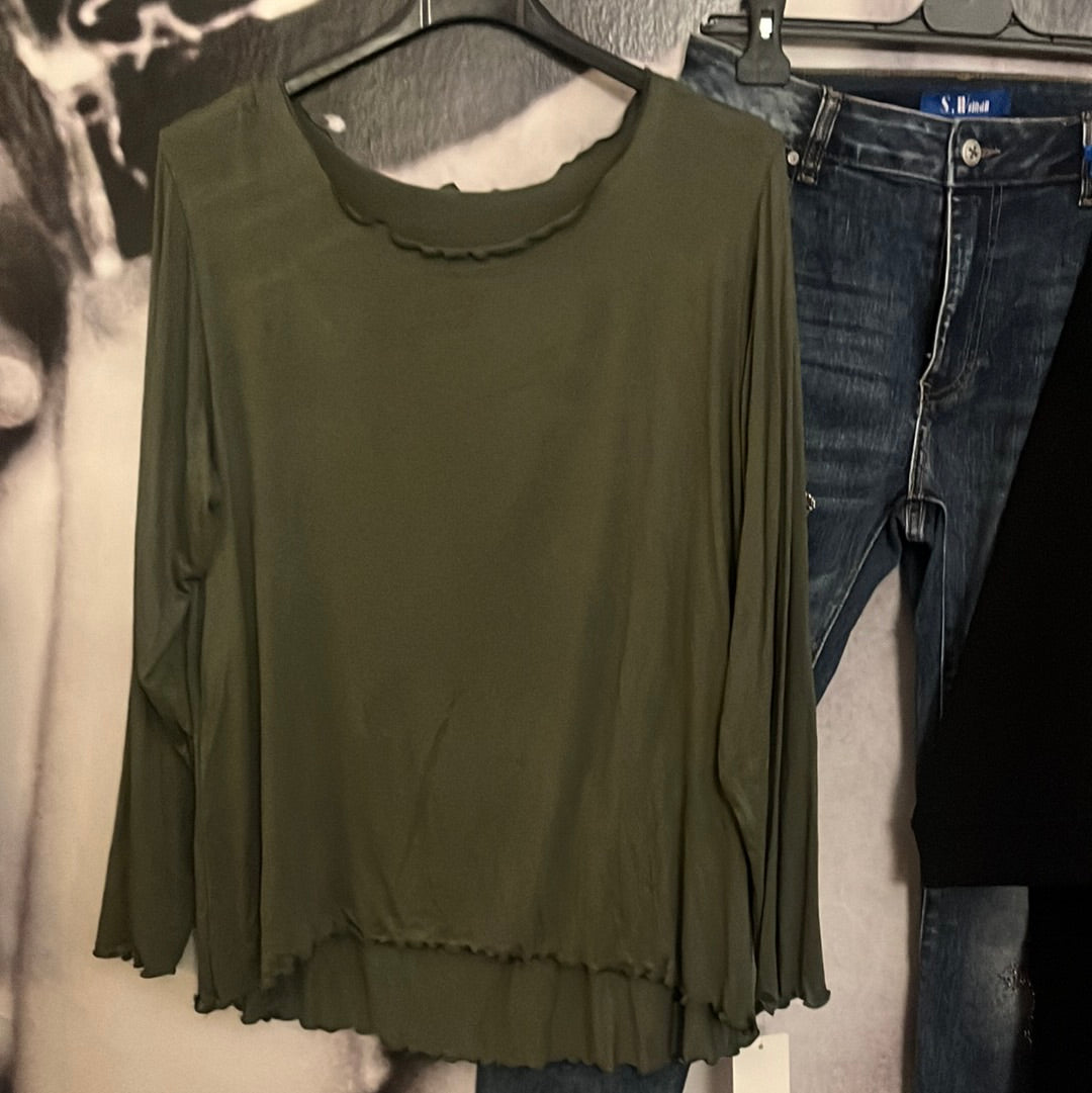 Shirt, Langarm , gekreuselt