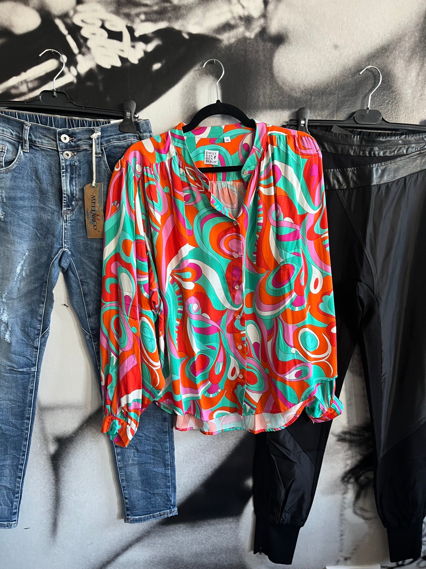 Bluse ,Pink/Orange,  Flower, Emily van den Bergh