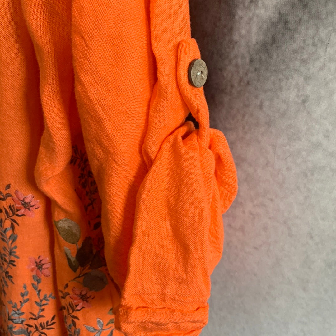 Jacke, Leinen, Flower, BIG