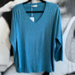 Shirt , Feinstrick, uni, mit V - Ausschnitt