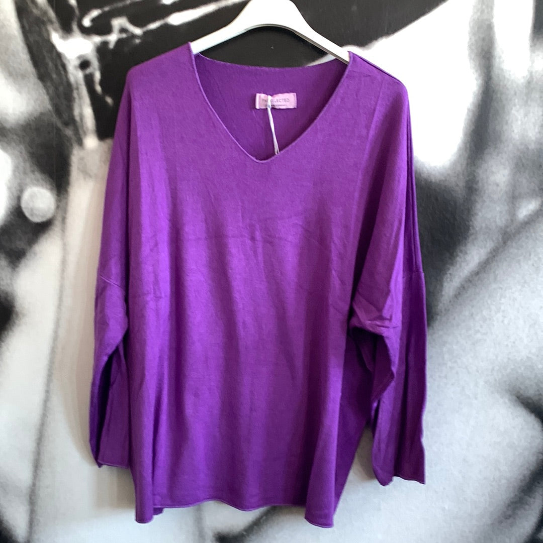 Shirt , Feinstrick, uni, mit V - Ausschnitt