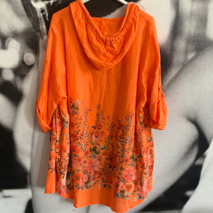 Jacke, Leinen, Flower, BIG