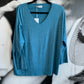 Shirt , Feinstrick, uni, mit V - Ausschnitt