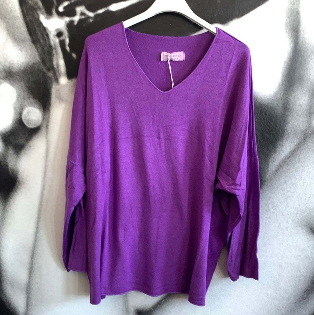Shirt , Feinstrick, uni, mit V - Ausschnitt