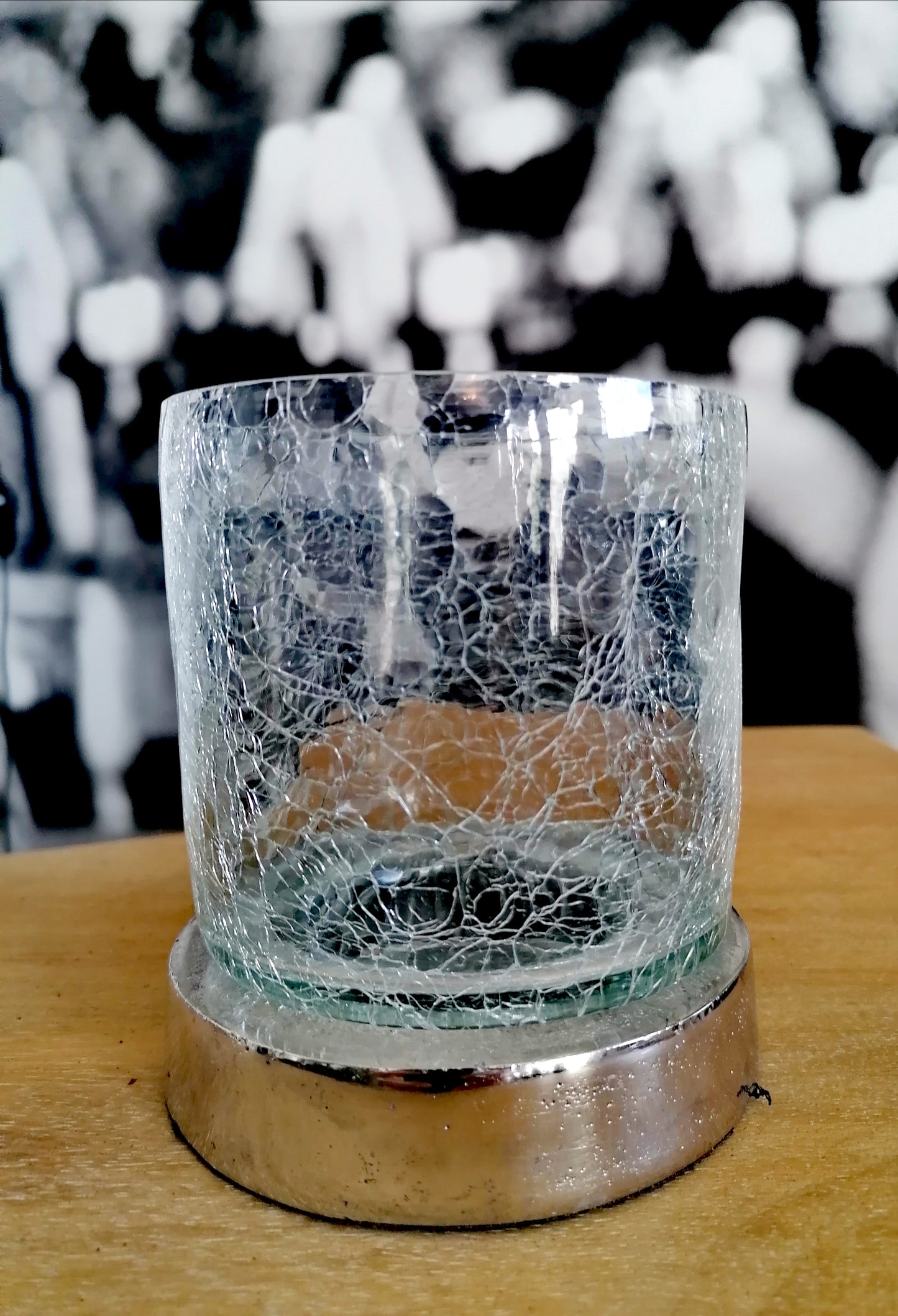 Tischwindlicht, klar mit gekrispeltem Glas