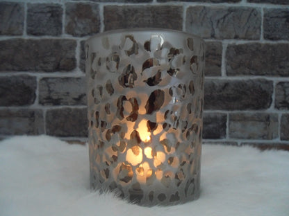 Windlicht Glas 3er Pack mit Leomuster