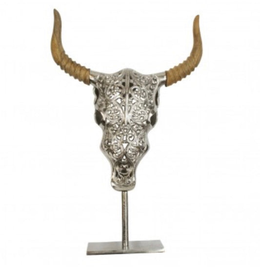 Skulptur Schädel , Stier, gestochen 32 oder 40 cm stehend