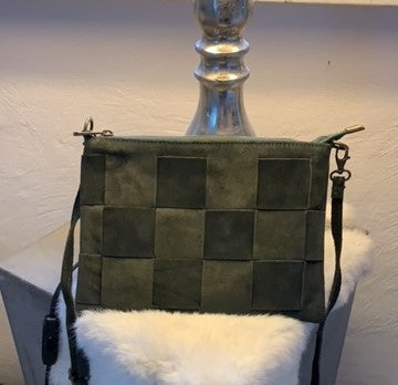 Tasche / Crossbag, leichte Tasche, Karomuster, Wildleder