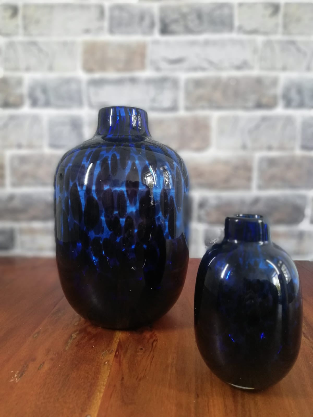 Vase ( Duo )blau/schwarz ( groß und klein ) 2 Stück