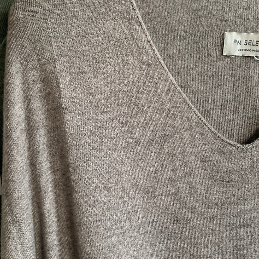 Shirt , Feinstrick, uni, mit V - Ausschnitt