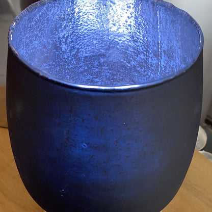 Windlicht, Schwarz mit Silberfuß