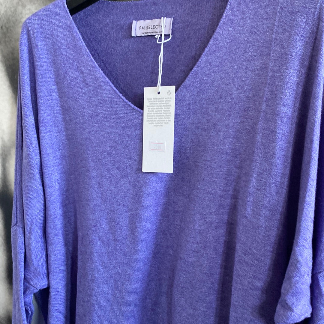 Shirt , Feinstrick, uni, mit V - Ausschnitt