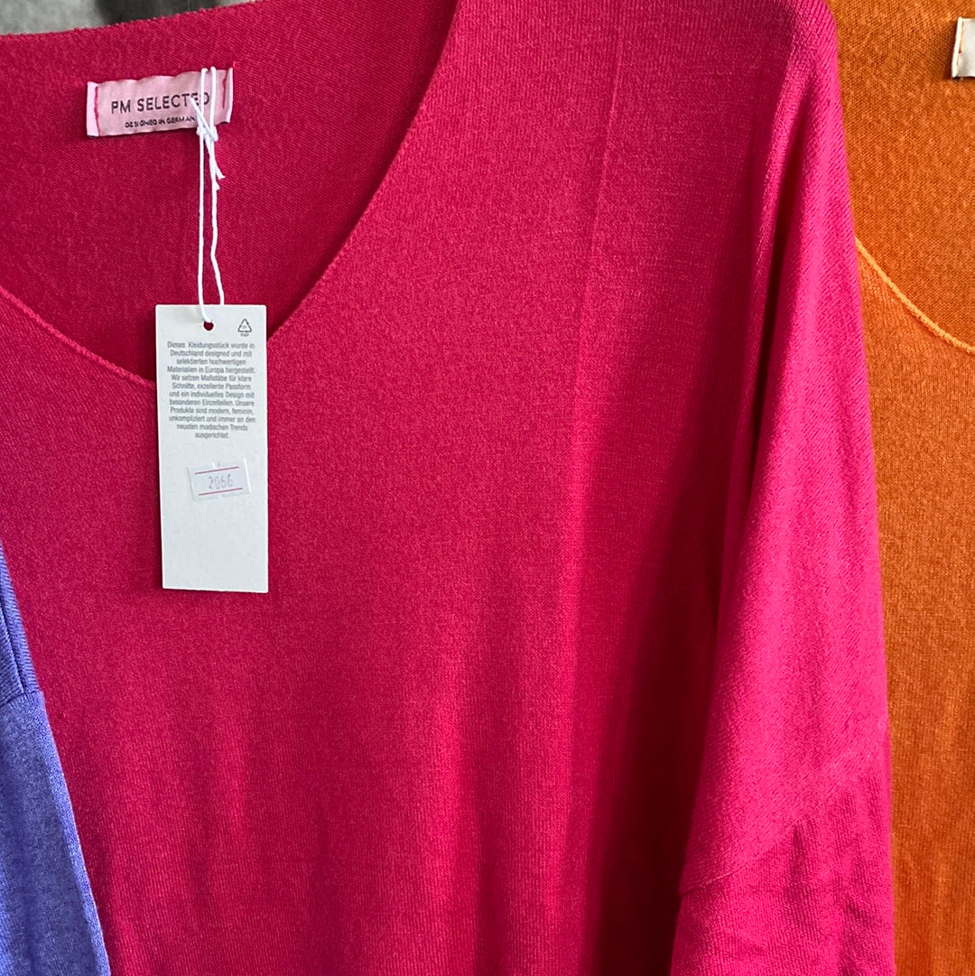 Shirt , Feinstrick, uni, mit V - Ausschnitt