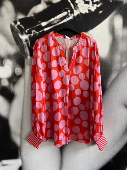 Shirtbluse, red Rose Dots, Flower, Emily van den Bergh
