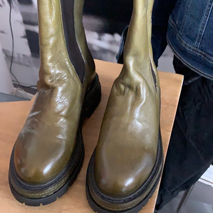 Stiefel , Stiefelette, Schuhe,Leder grün