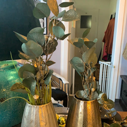 Zweige, Kunstblumen, Eukalyptuszweig mit Gold
