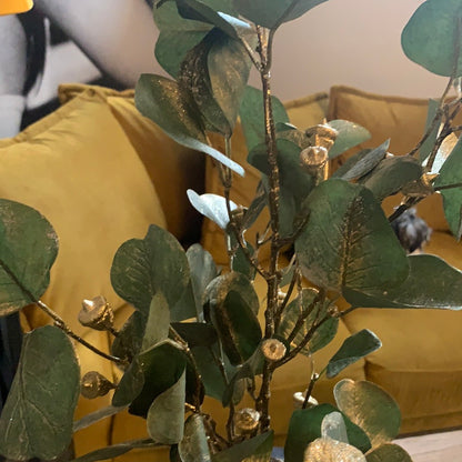 Zweige, Kunstblumen, Eukalyptuszweig mit Gold