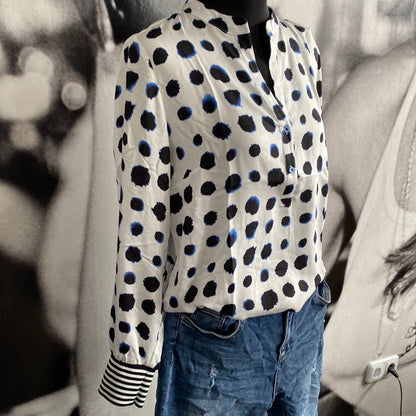 Bluse weiss/blau , Punkte, Emily van den Bergh