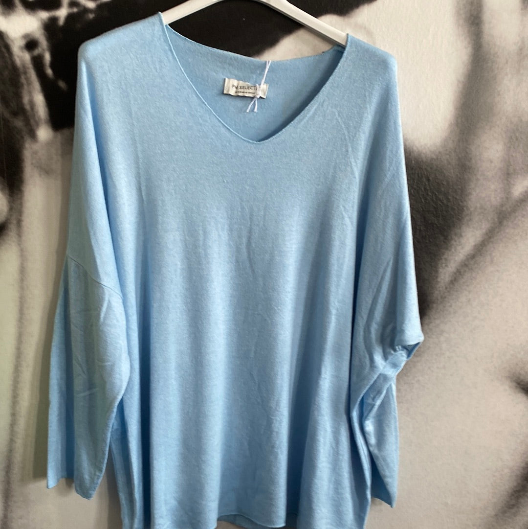 Shirt , Feinstrick, uni, mit V - Ausschnitt