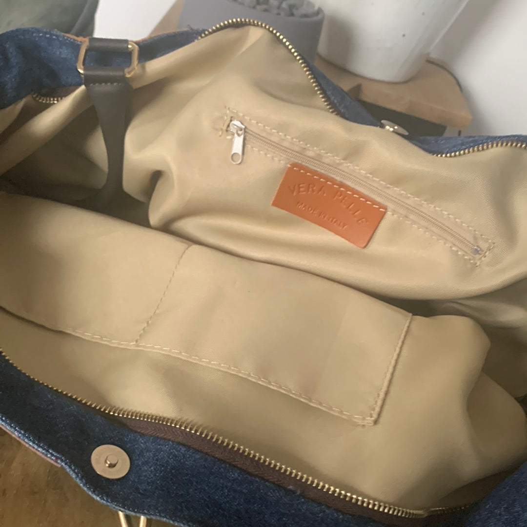 Tasche/ Shopper Jeanslook mit Wildleder
