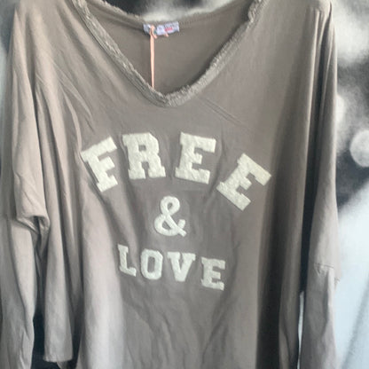T - Shirt, Langarm ,Free and Love