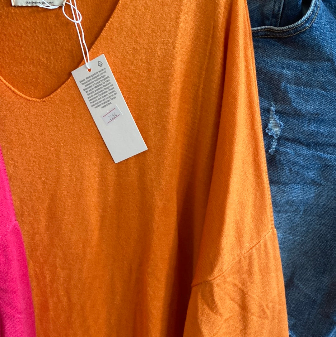 Shirt , Feinstrick, uni, mit V - Ausschnitt