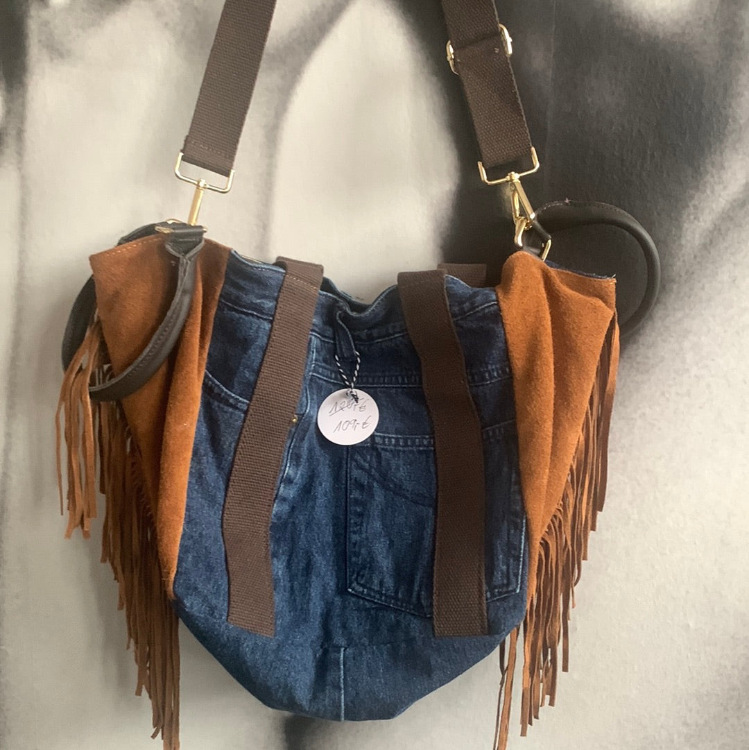 Tasche/ Shopper Jeanslook mit Wildleder