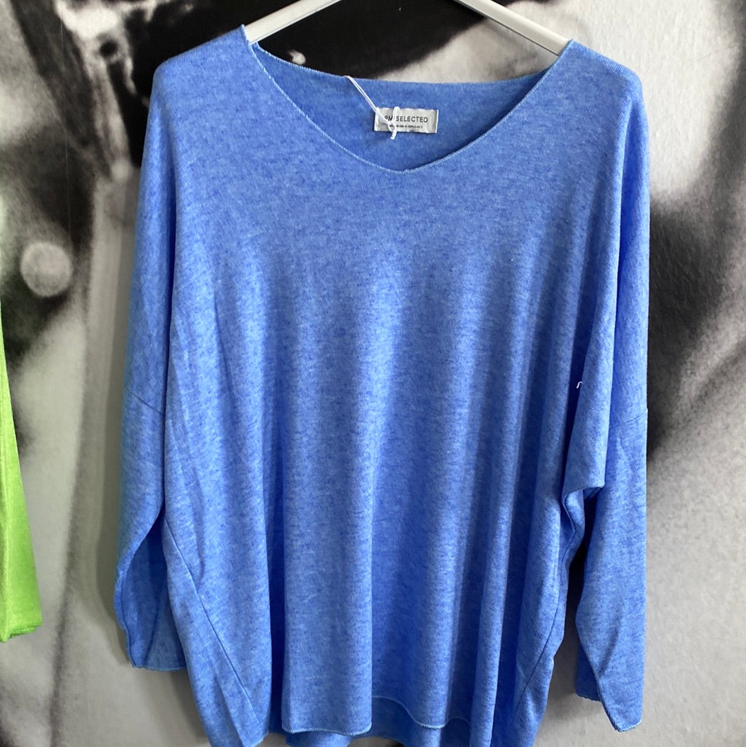 Shirt , Feinstrick, uni, mit V - Ausschnitt
