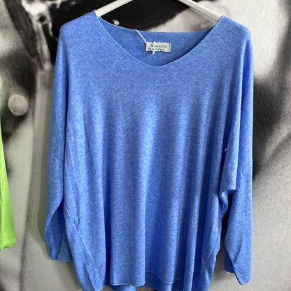 Shirt , Feinstrick, uni, mit V - Ausschnitt