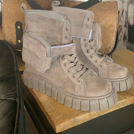 Schuhe / Boots, grau/ taupe