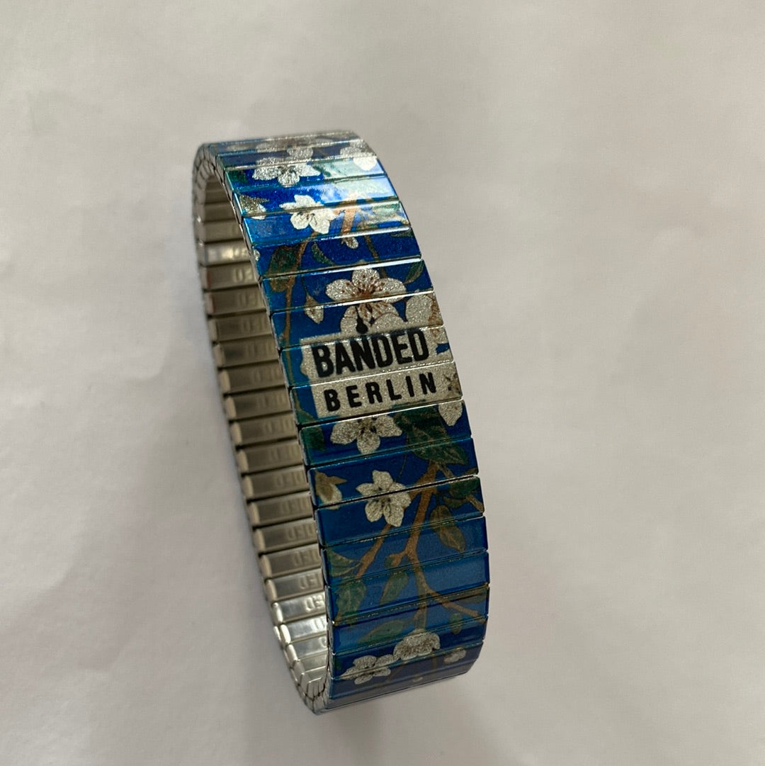 Armband , Blümchen, blau,18 mm, Banded